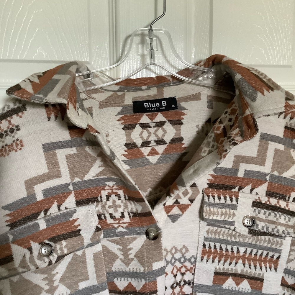 Tribal Print Button-Up Jacket - image 3